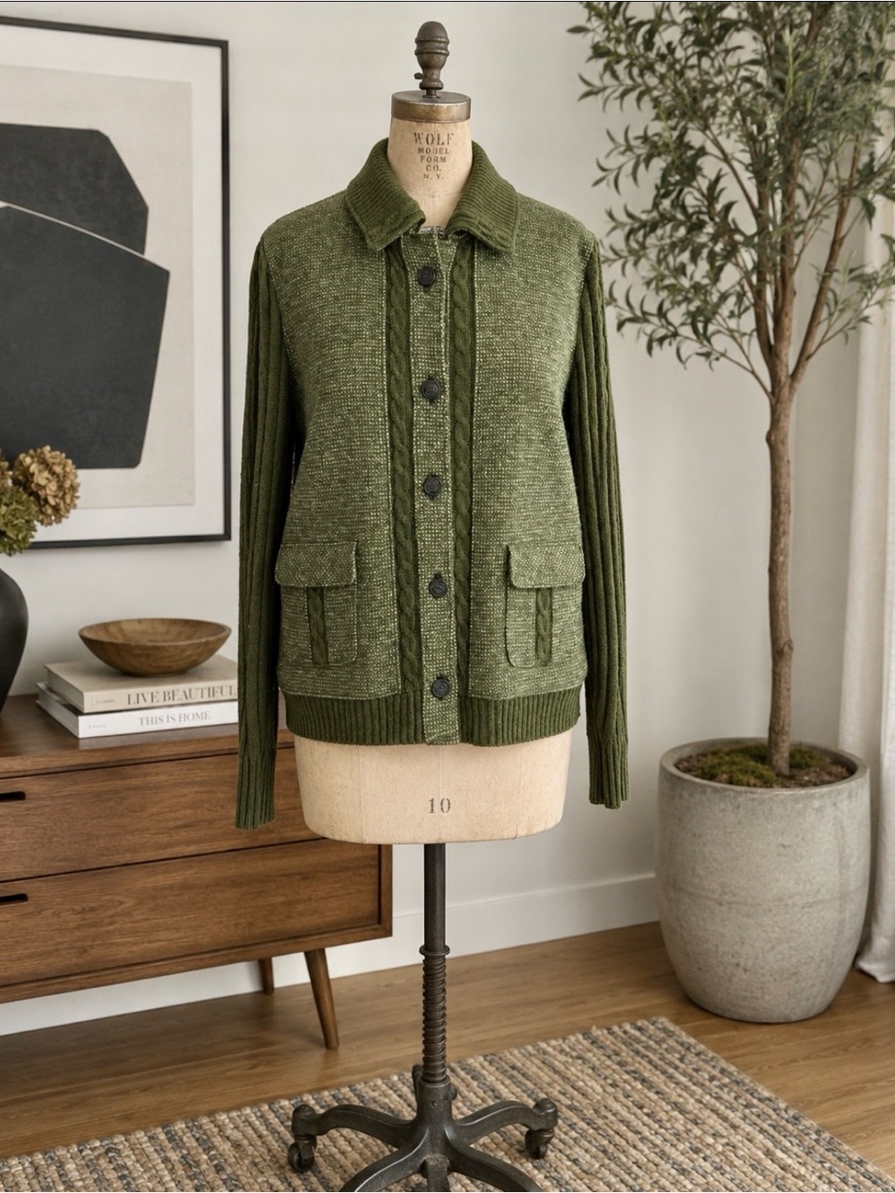 Vintage Tweed Knit Button-Up Sweater Jacket  W Germany - M